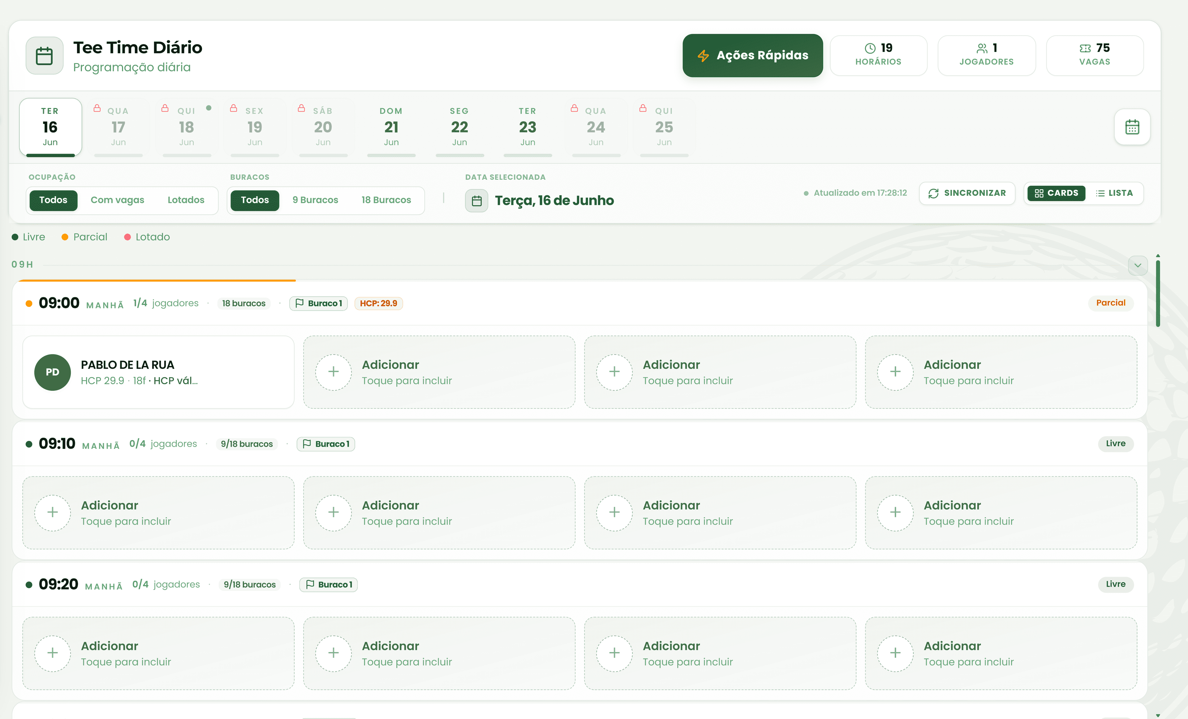 Gestão de torneios — TurfTech
